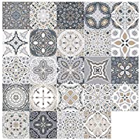24 Piezas Pegatinas de Azulejos- Calcomanías de Azulejos Mosaico Retro Estilo Marroquí Autoadhesivo Azulejo…
